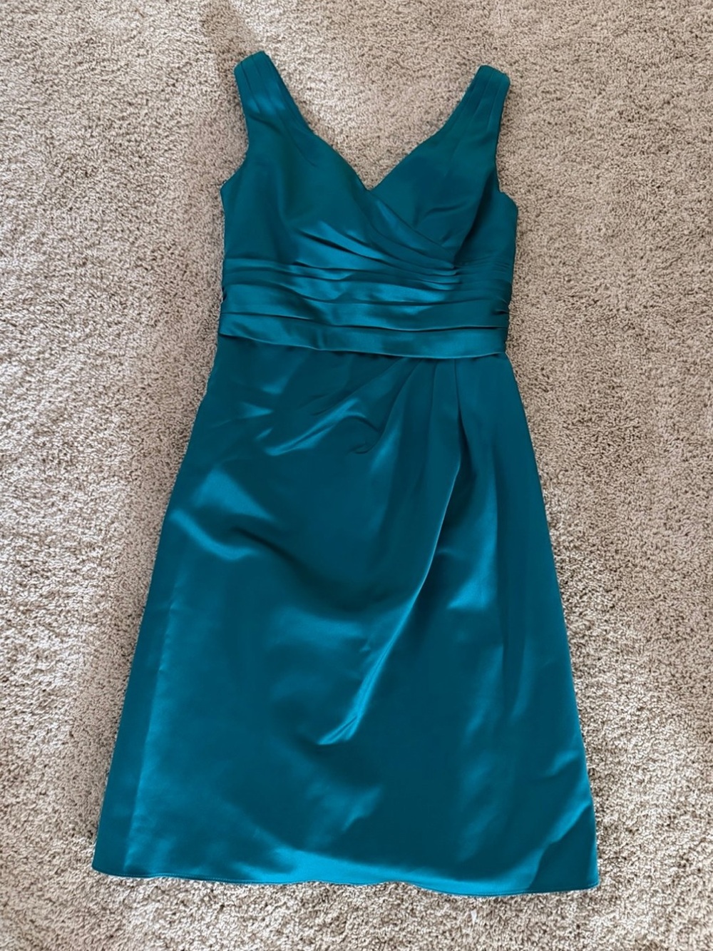 Teal V-Neck Sleeveless A-Line Dress